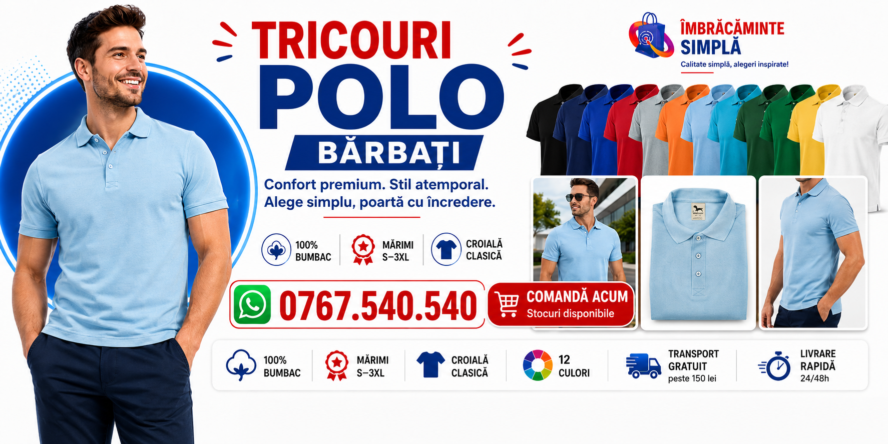 Comandă tricou polo bărbat pe WhatsApp 0767.540.540 - Imbracaminte Simplă