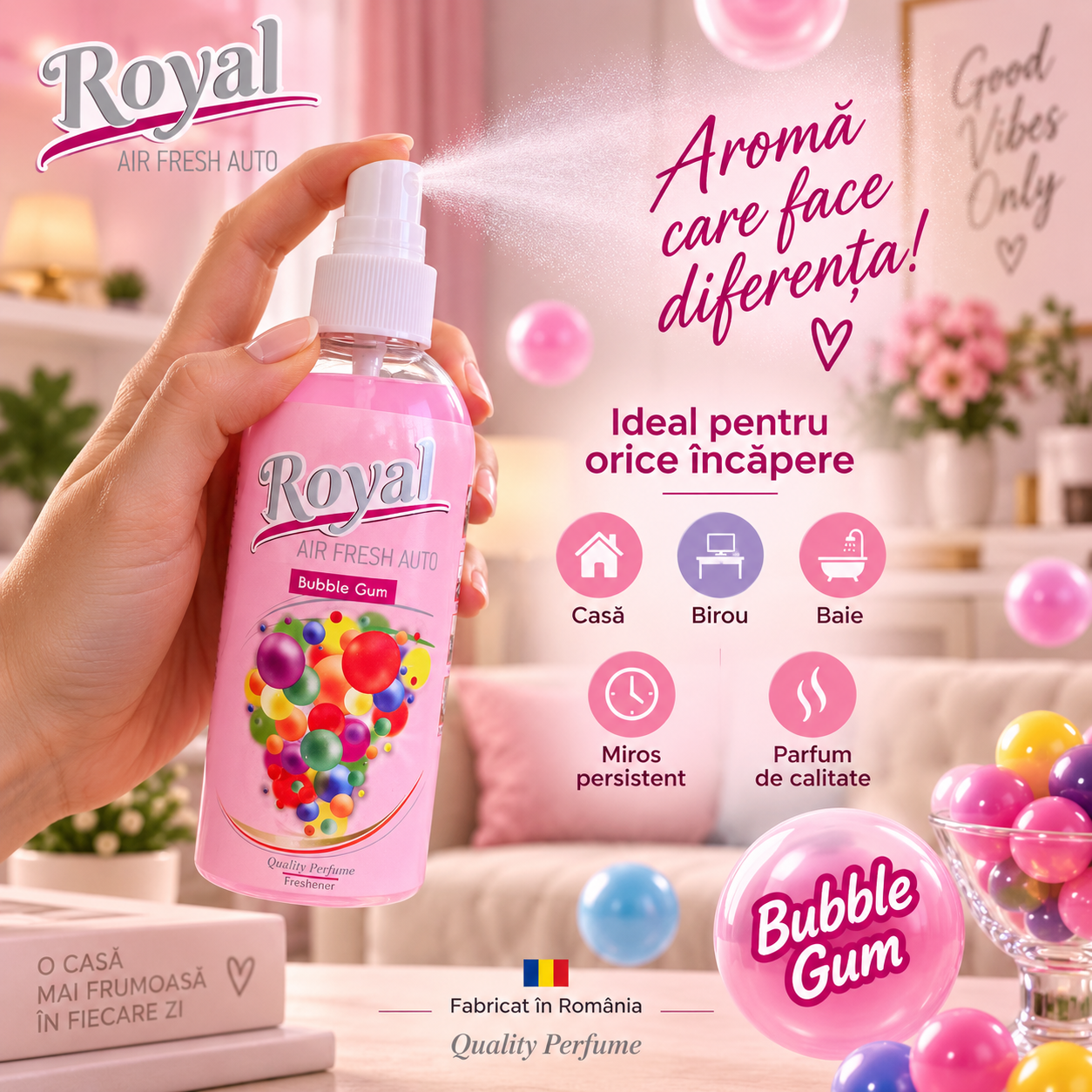Parfum auto 6 arome Fancy Peach Sweet Vanilla Dolce Flowers Sandalo Wood Gold Million Bubble Gum