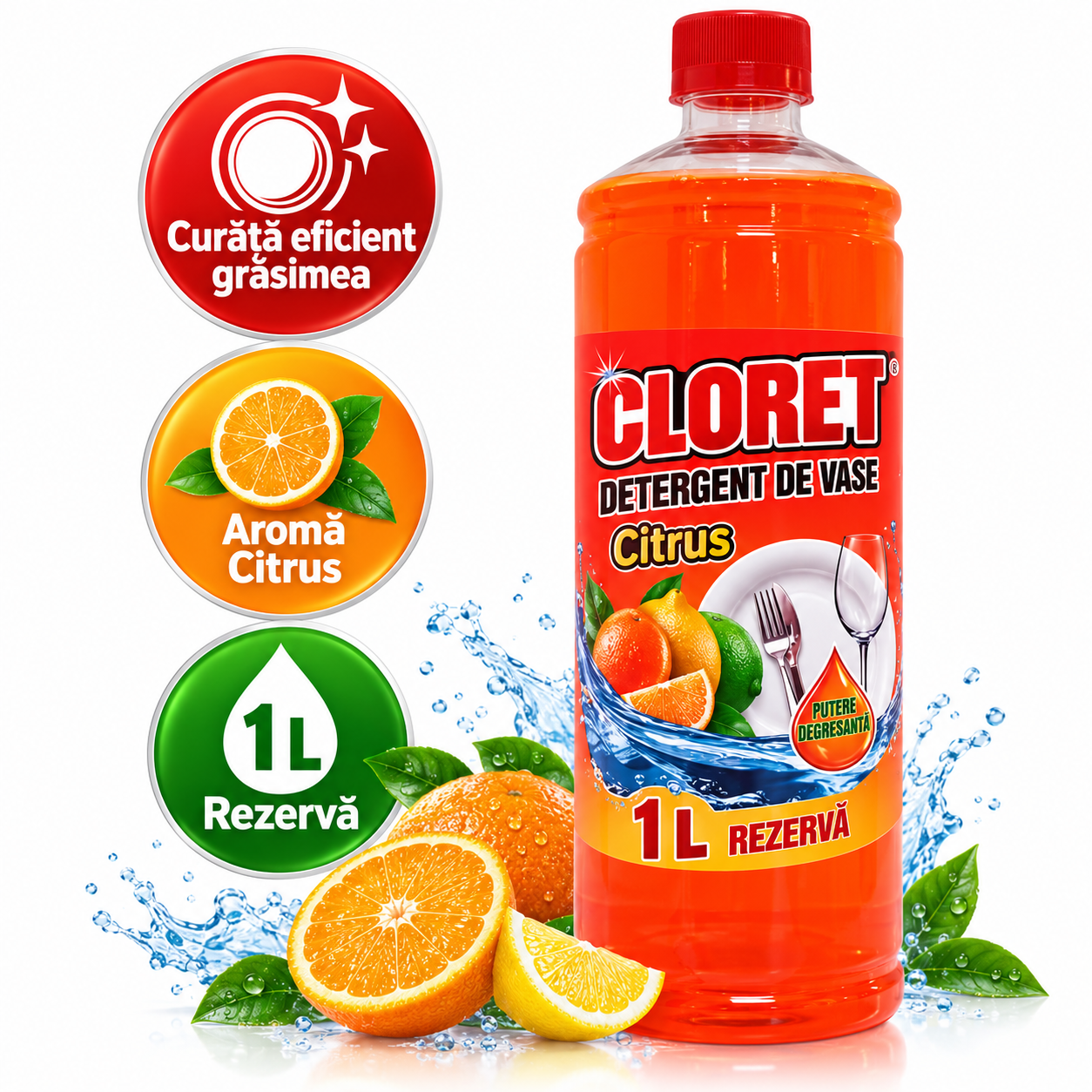 Cloret Dishwashing Liquid Apple rezerva detergent vase 1L