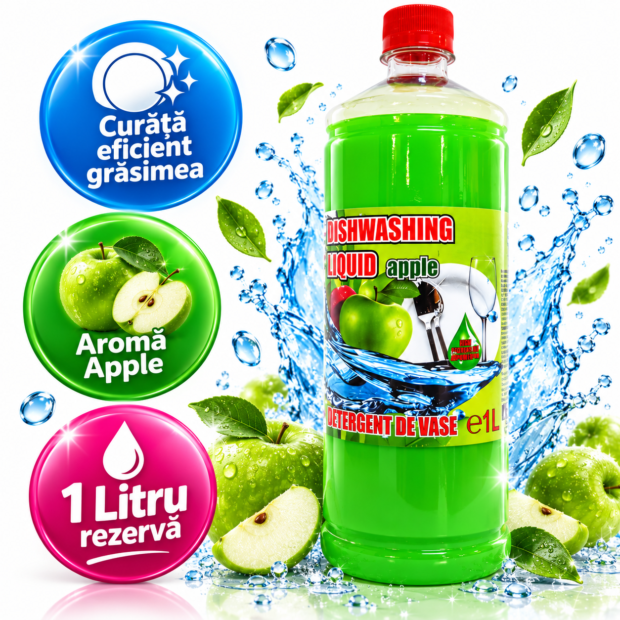 Cloret Dishwashing Liquid Apple rezerva detergent vase 1L