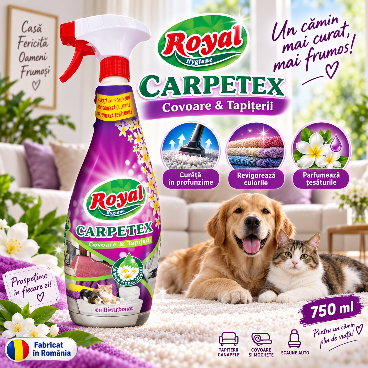 Royal Hygiene Carpetex 750 ml solutie pentru covoare si tapiterii