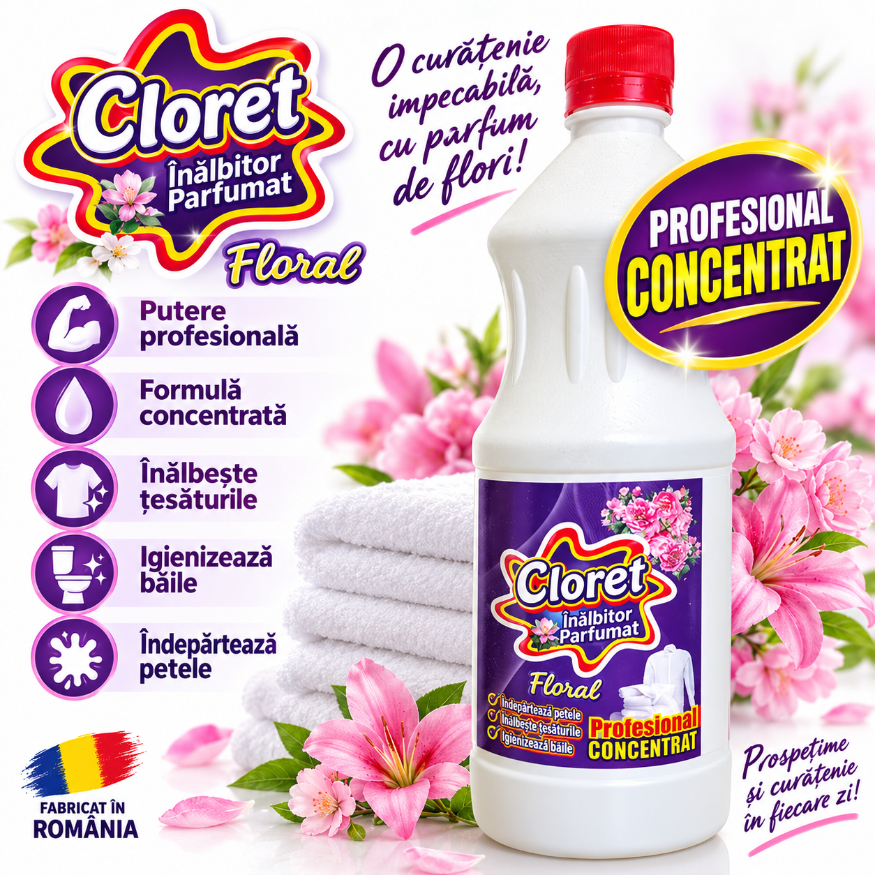 Cloret inalbitor parfumat floral 1L profesional concentrat