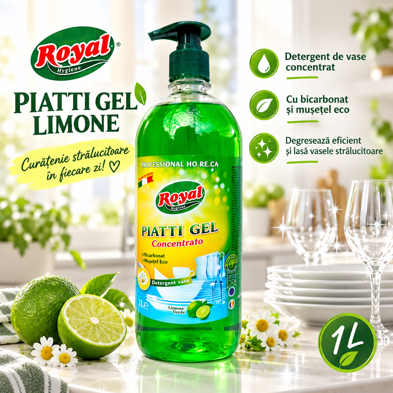 Royal Hygiene Piatti Professional 1L cu pompita detergent vase profesional