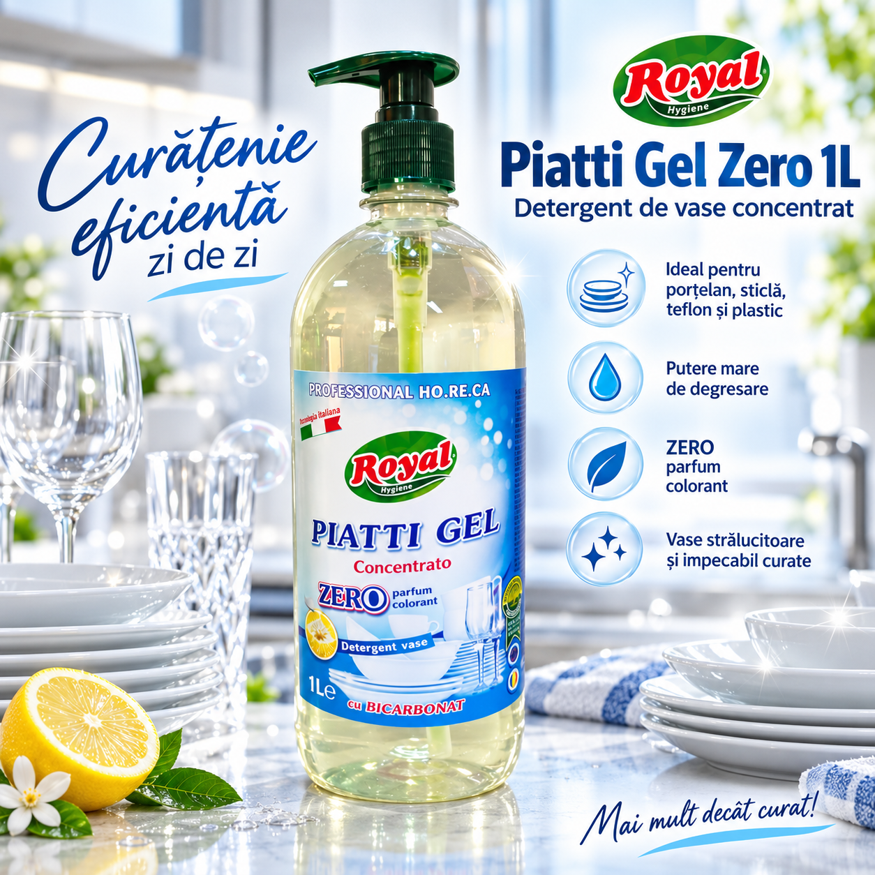 Royal Hygiene Piatti Professional 1L cu pompita detergent vase profesional