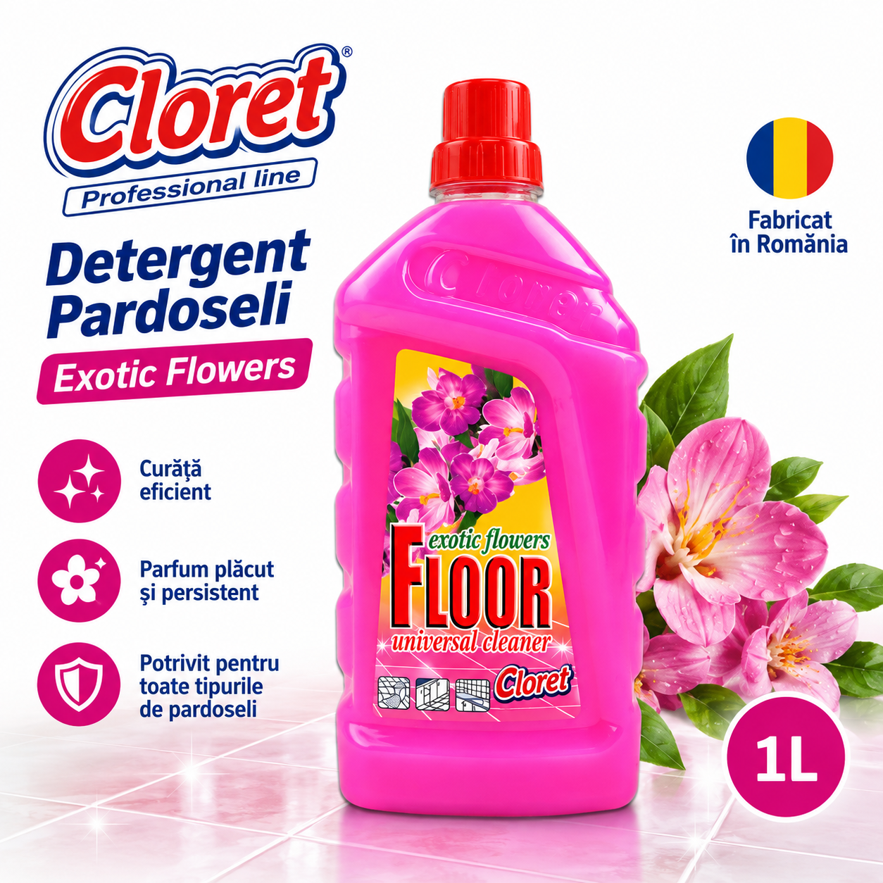 Detergent Pardoseli Cloret 1L curatare zilnica pardoseli