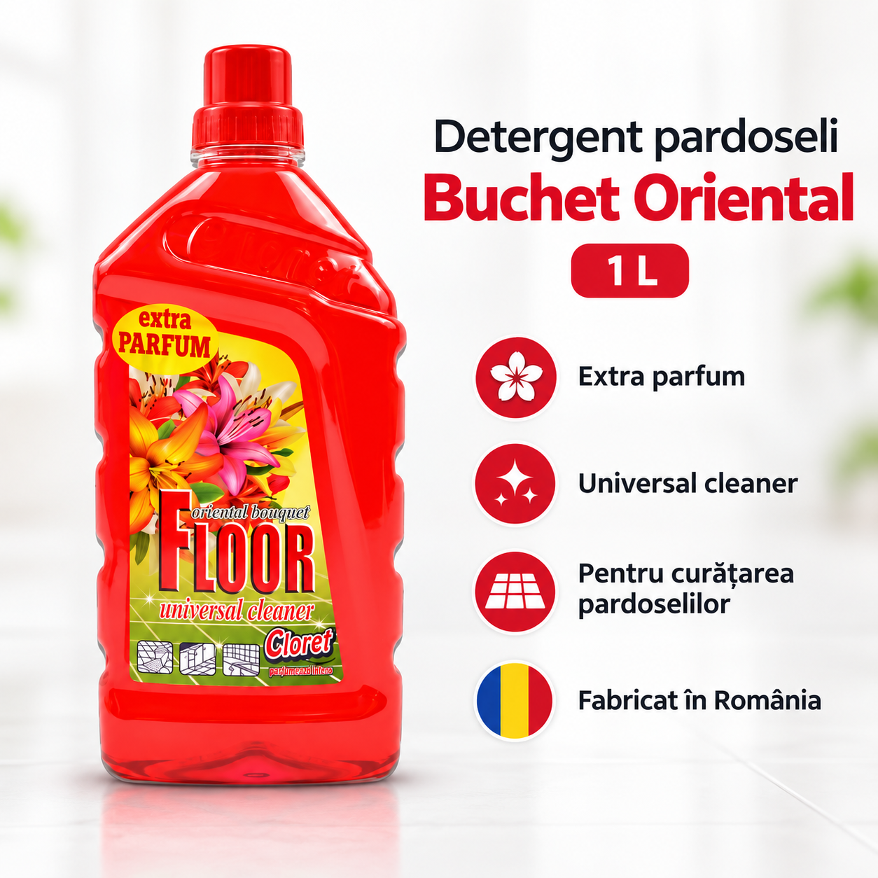 Detergent Pardoseli Cloret 1L curatare zilnica pardoseli