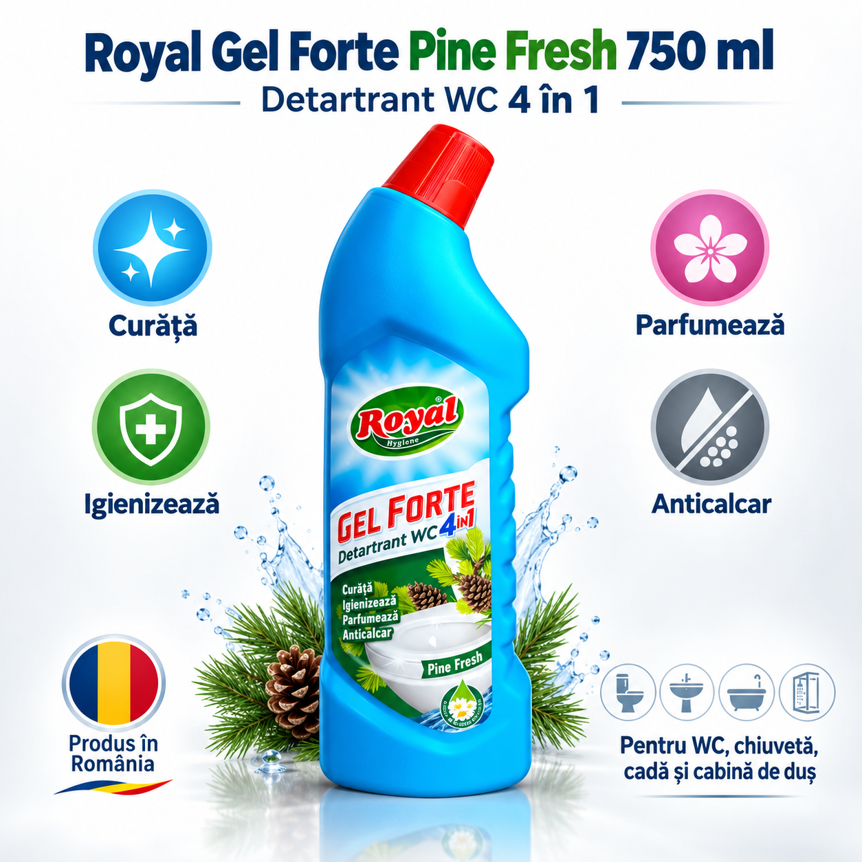 Royal Hygiene Gel Forte Pine Fresh 750 ml WC baie