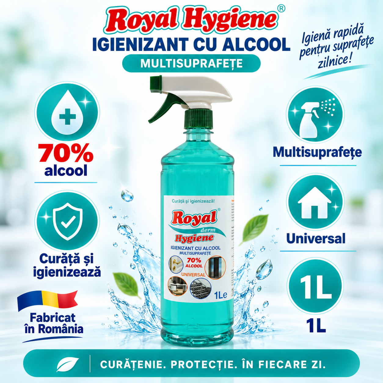 Royal Hygiene Igienizant cu alcool 70% 1L