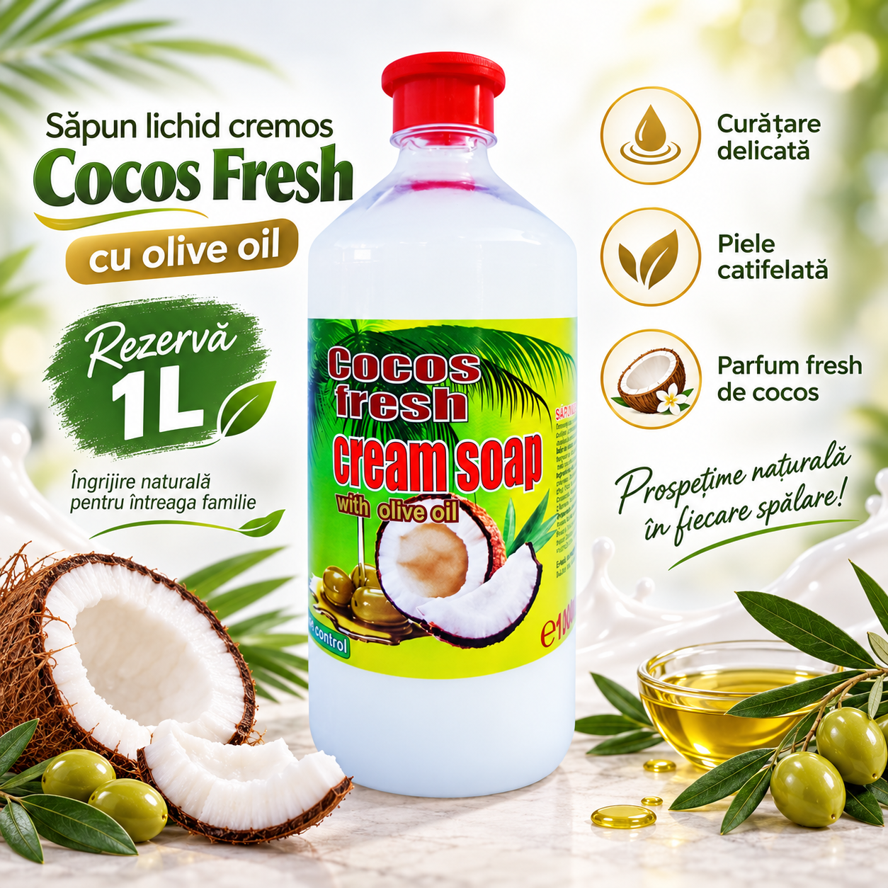Cloret Cream Soap sapun lichid cremos rezerva 1L pentru maini
