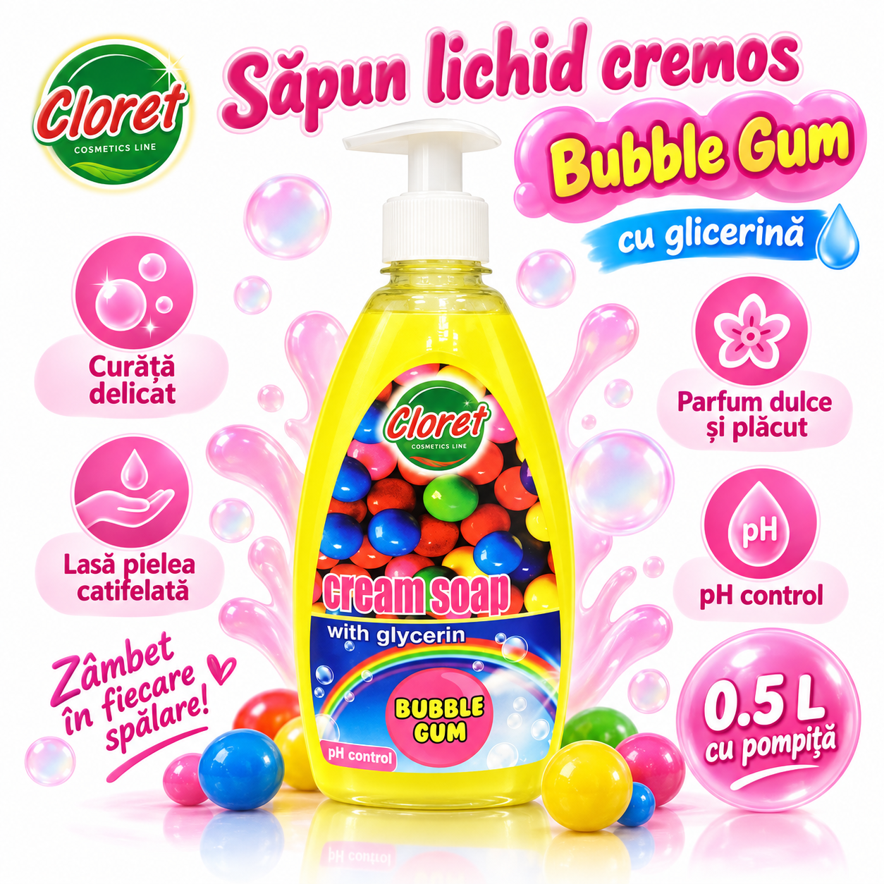 Cloret Cream Soap sapun lichid cremos 500 ml pentru maini