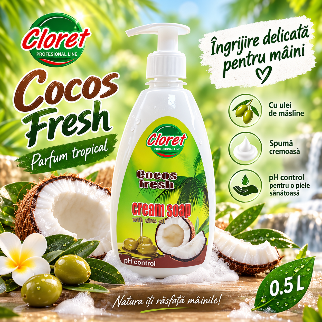 Cloret Cream Soap sapun lichid cremos 500 ml pentru maini