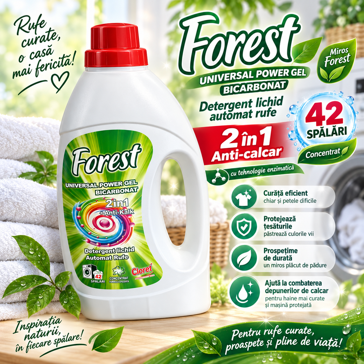 Cloret detergent lichid automat rufe Forest 42 spalari concentrat