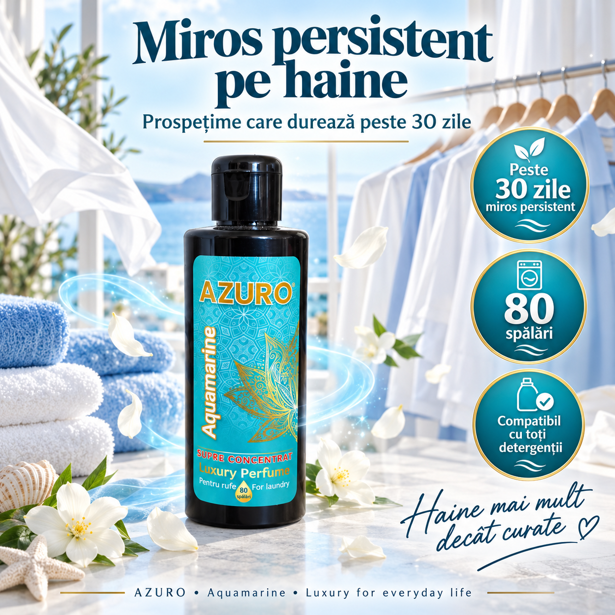 Parfum concentrat Azuro pentru haine lenjerii prosoape