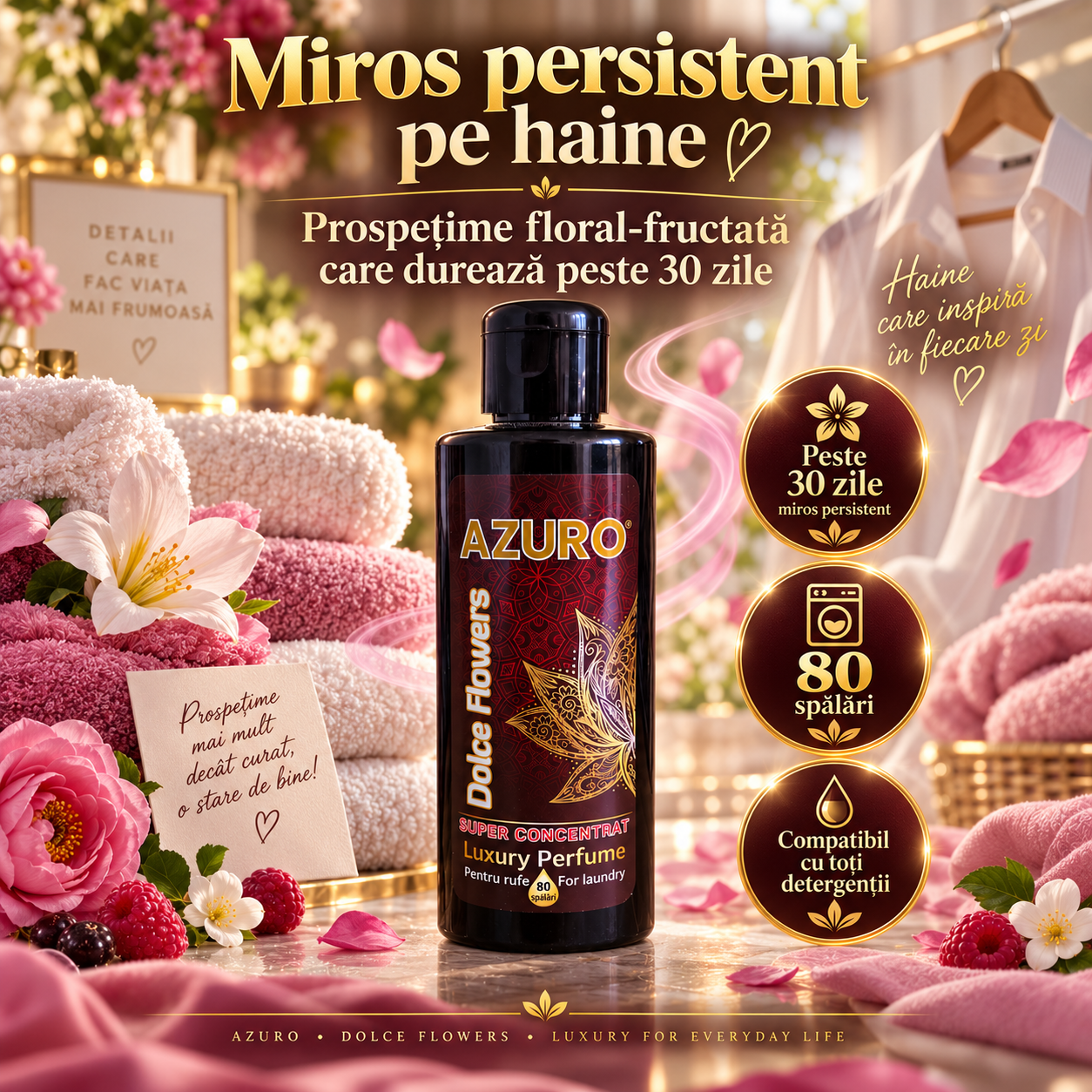 Parfum concentrat Azuro pentru haine lenjerii prosoape