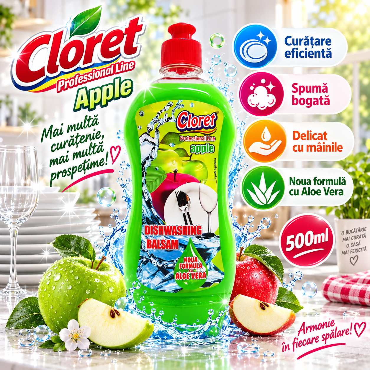 Cloret detergent lichid vase 500 ml pentru grasime si murdarie