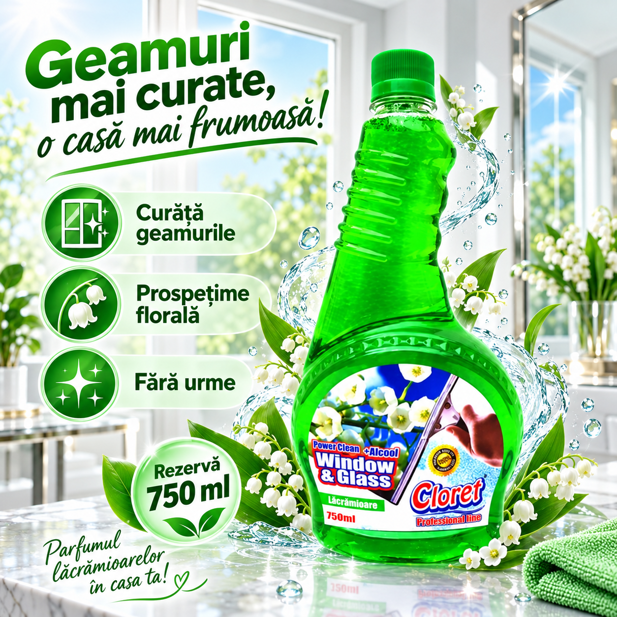 Cloret rezerva geamuri 750 ml fara pulverizator Professional Line