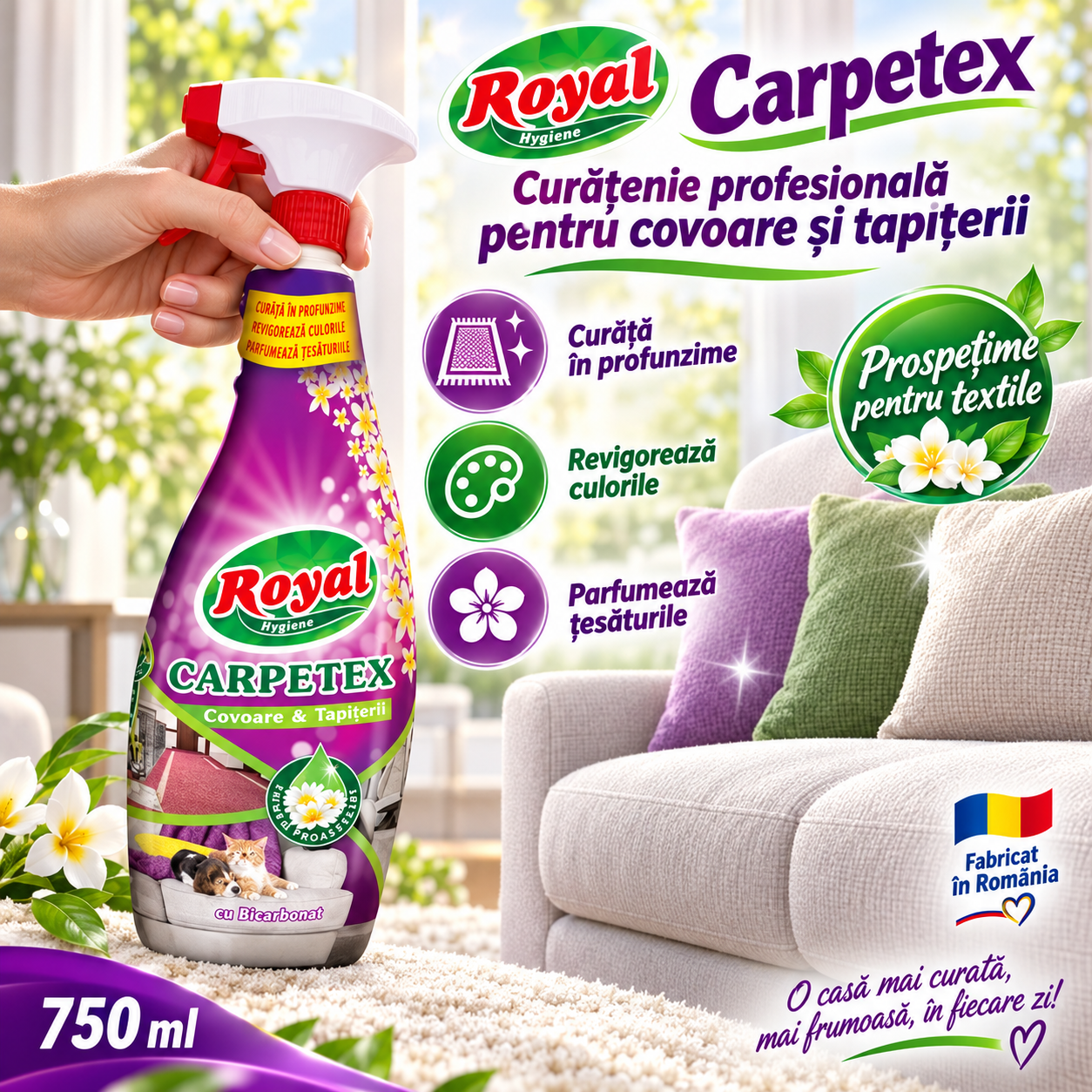 Royal Hygiene Carpetex curatare in profunzime pentru covoare si tapiterii