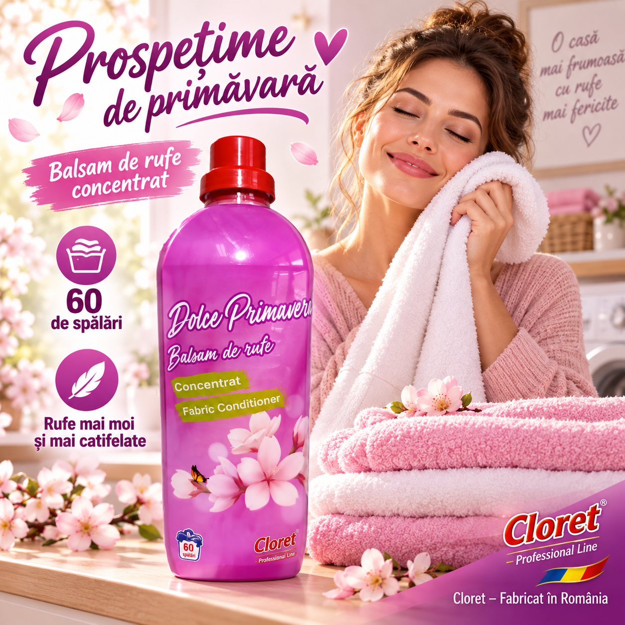 Cloret Fabric Conditioner 1.5 litri balsam concentrat 60 spalari
