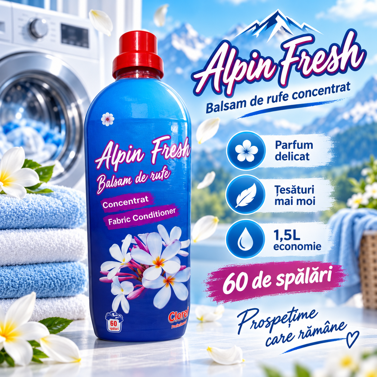 Cloret Fabric Conditioner 1.5 litri balsam concentrat 60 spalari
