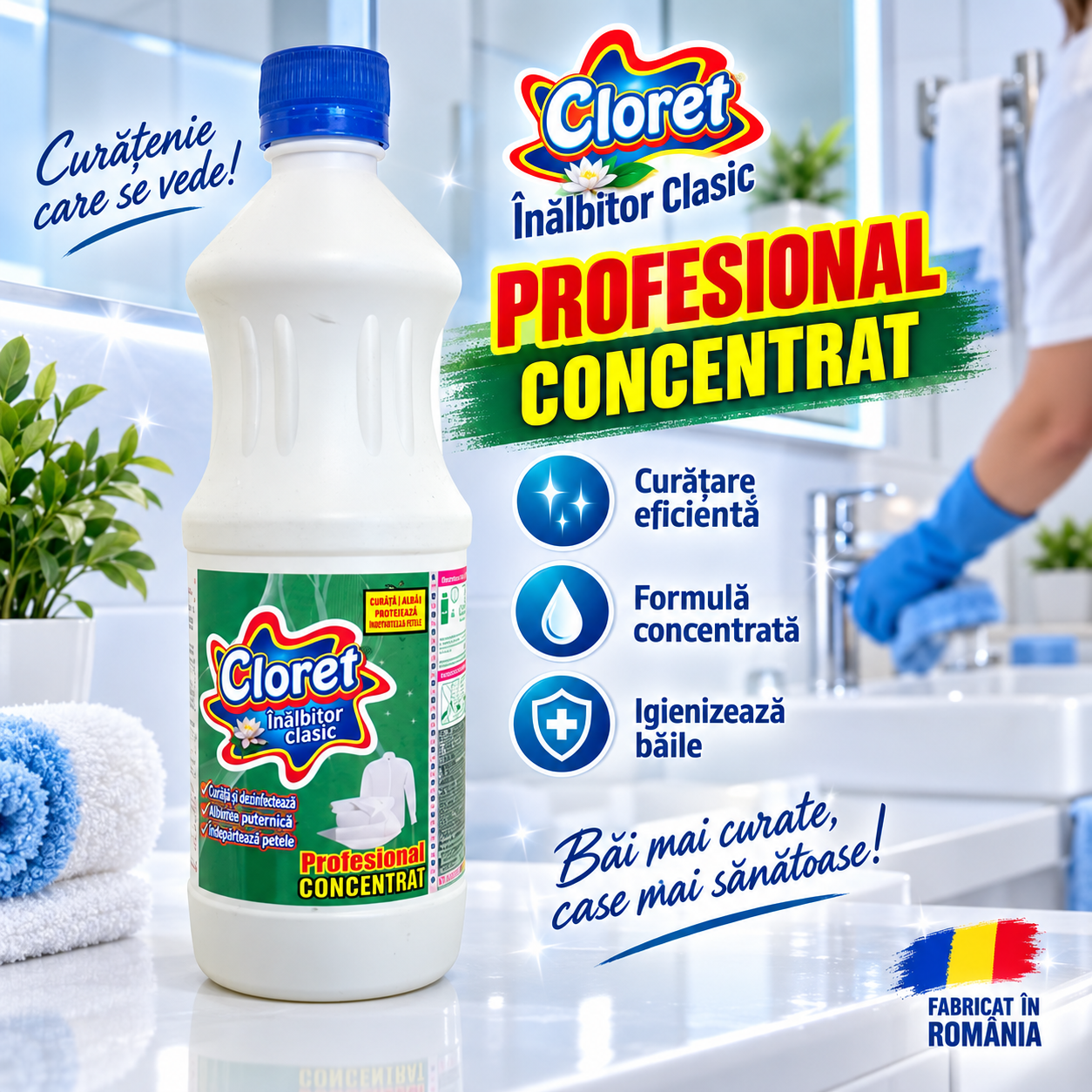 Cloret inalbitor profesional concentrat 1L pentru rufe albe