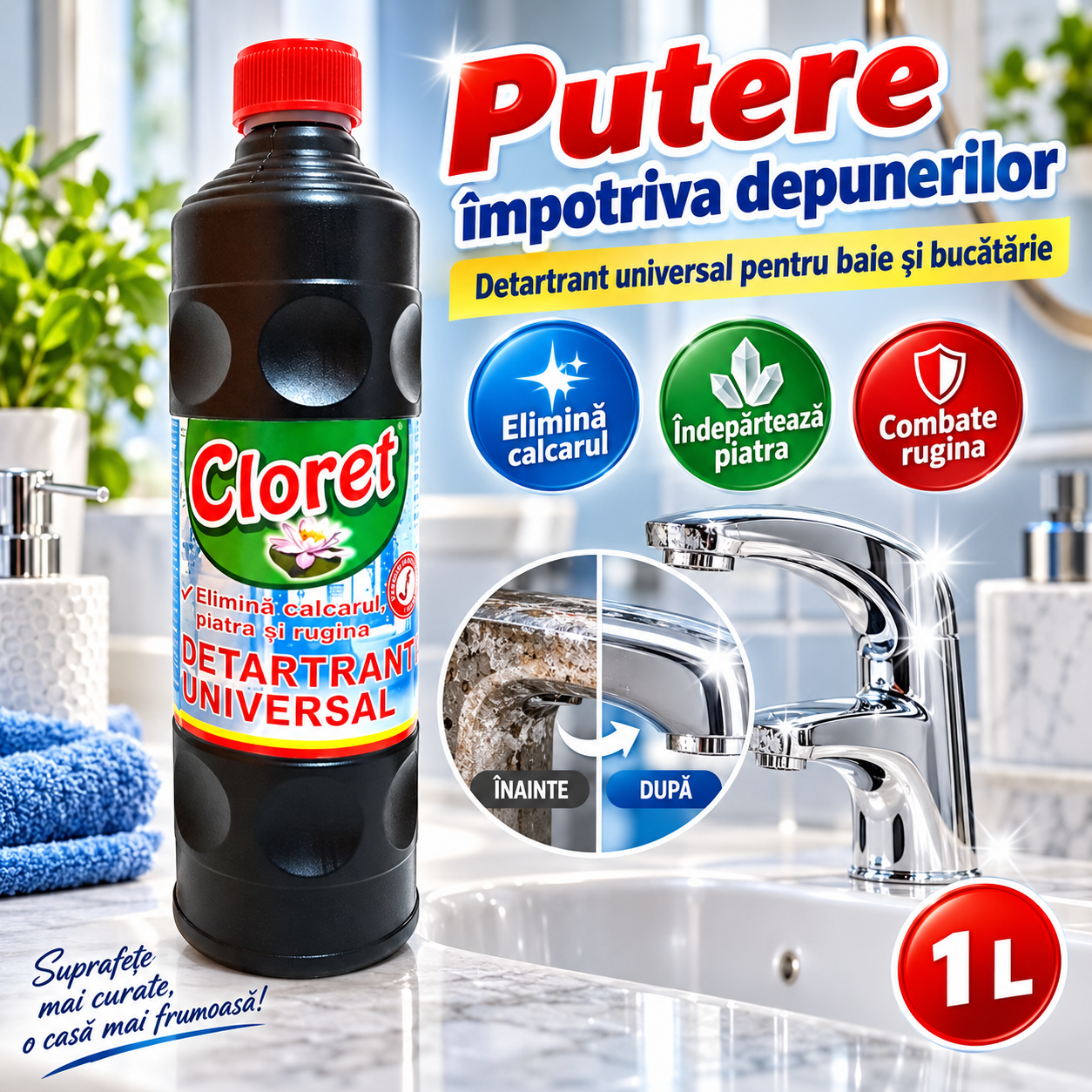 Cloret detartrant 1L elimina depunerile de calcar