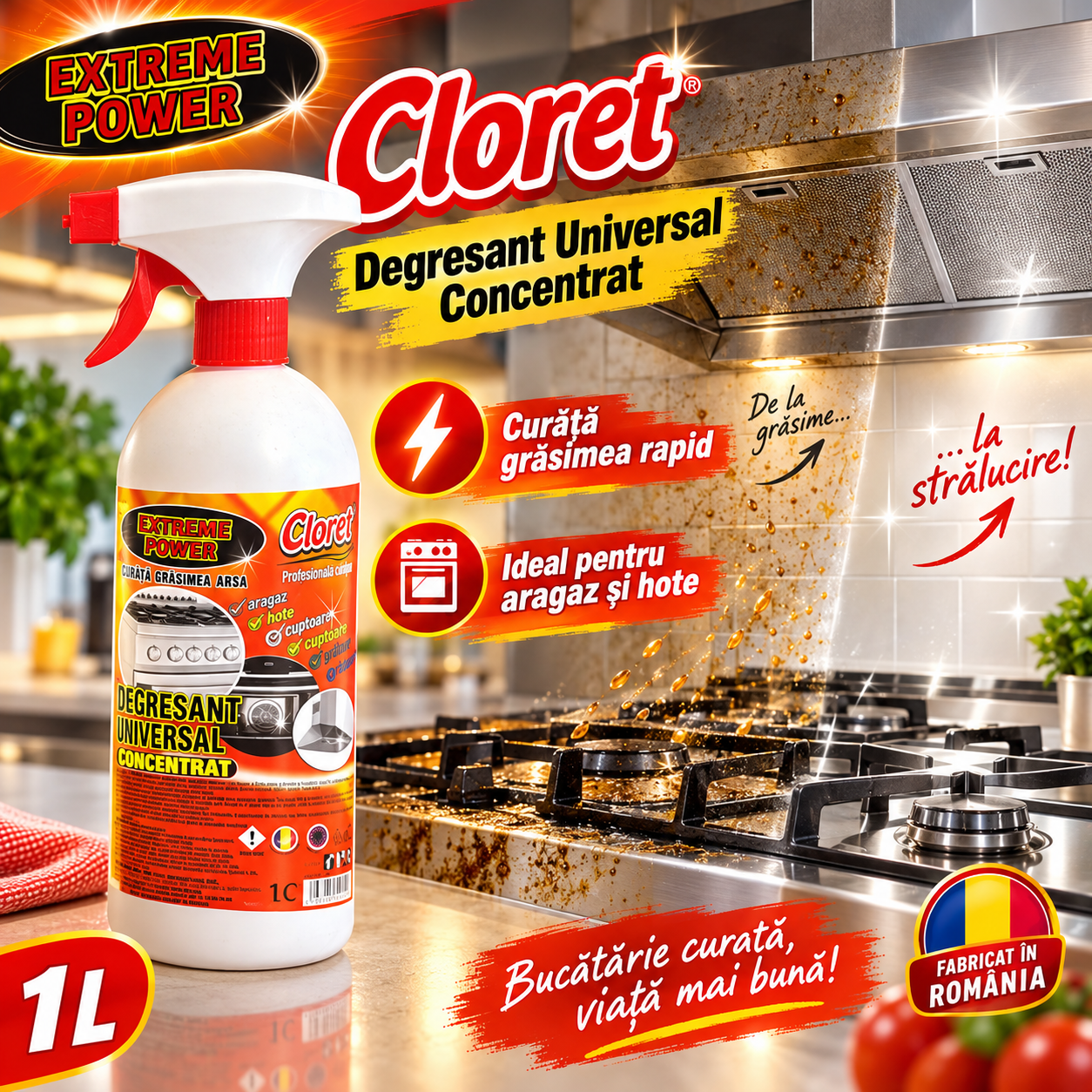 Cloret Extreme Power degresant concentrat pentru grasime persistenta