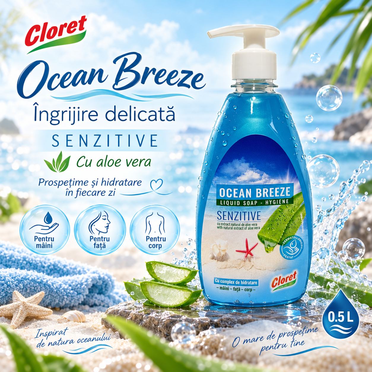 Cloret sapun lichid 500 ml curatare delicata maini