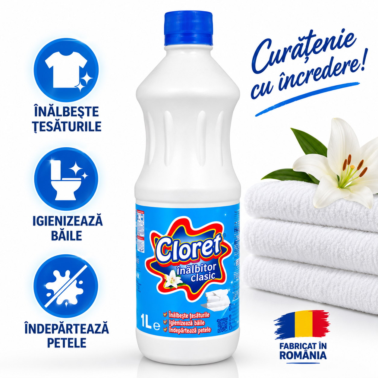 Cloret inalbitor clasic 1L pentru indepartarea petelor si murdariei