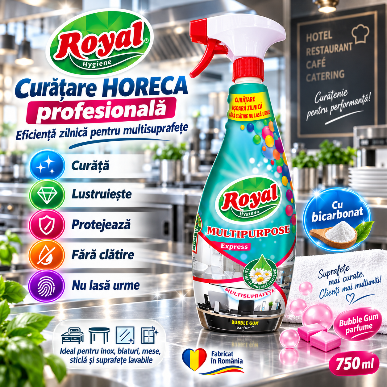 Royal Hygiene Multipurpose cu bicarbonat pentru curatare multisuprafete