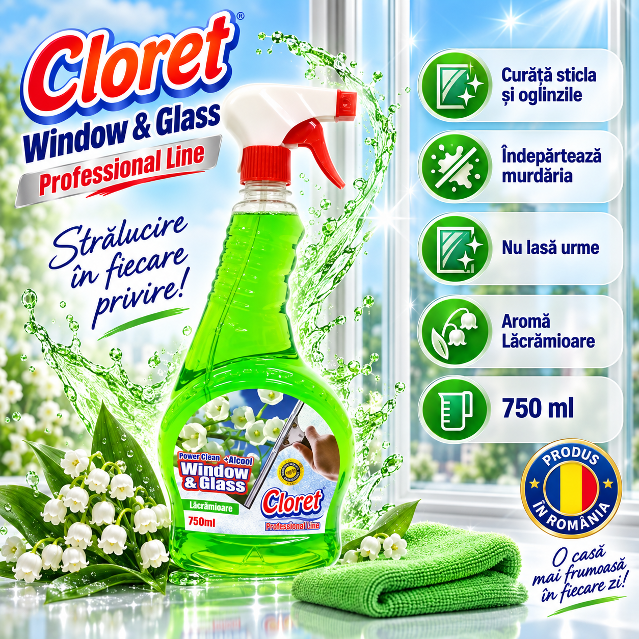 Cloret Window and Glass pentru geamuri oglinzi si suprafete din sticla