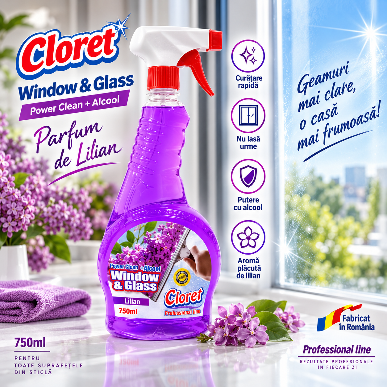 Cloret Window and Glass pentru geamuri oglinzi si suprafete din sticla