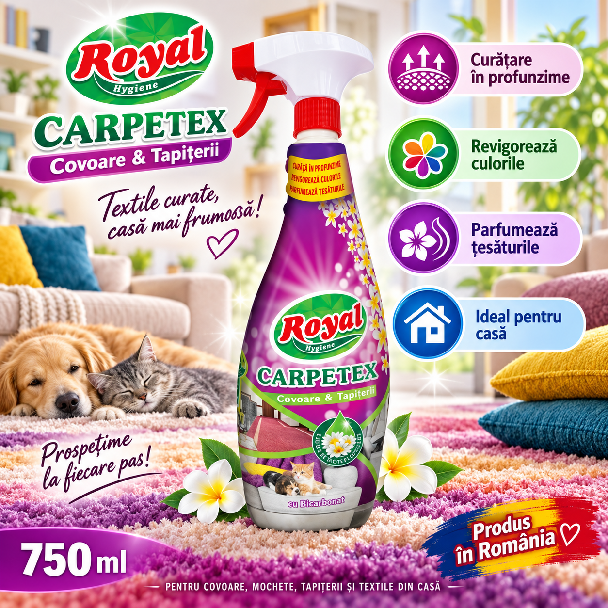 Royal Hygiene Carpetex 750 ml pentru curatarea covoarelor si mochetelor