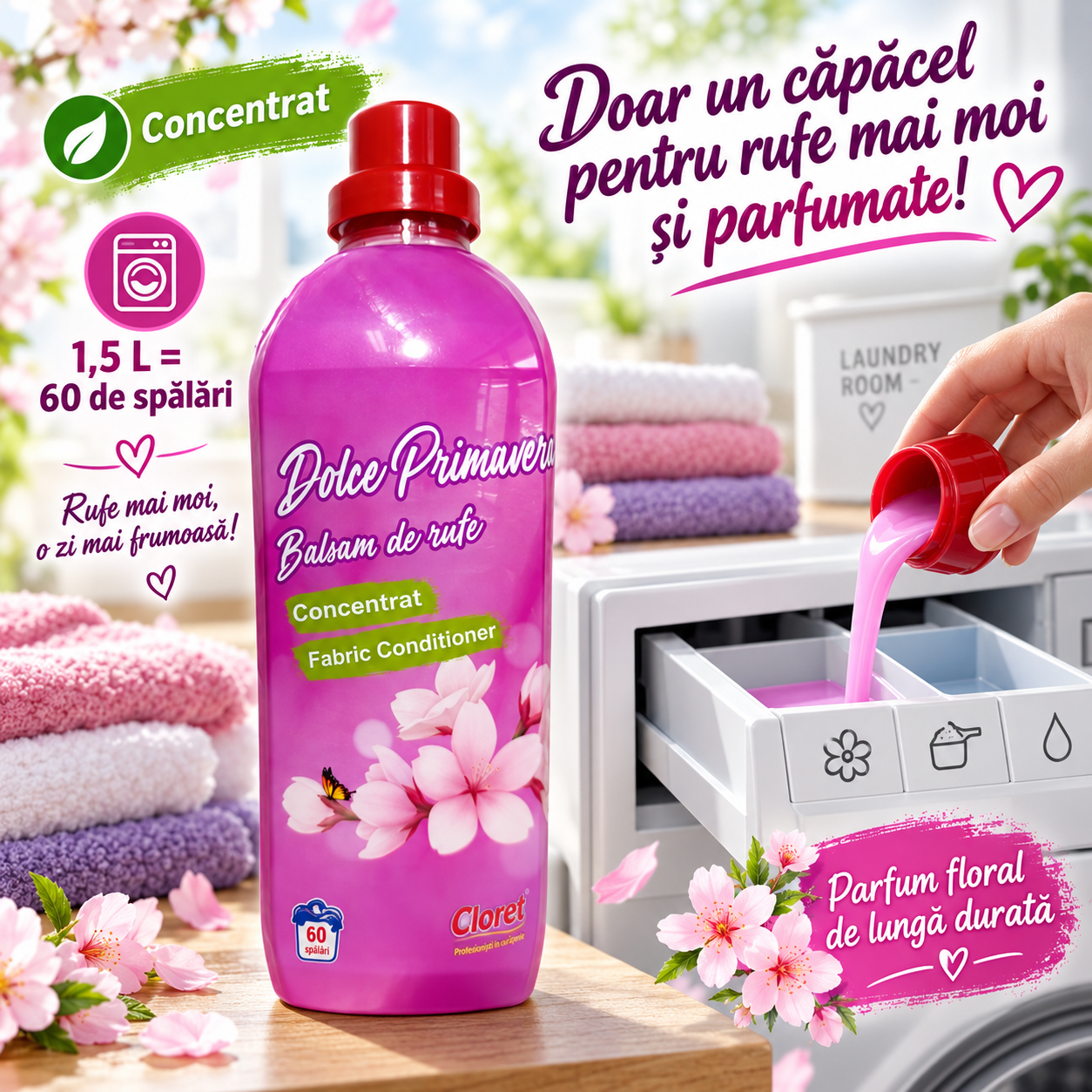 Cloret Dolce Primavera balsam de rufe concentrat 1.5L