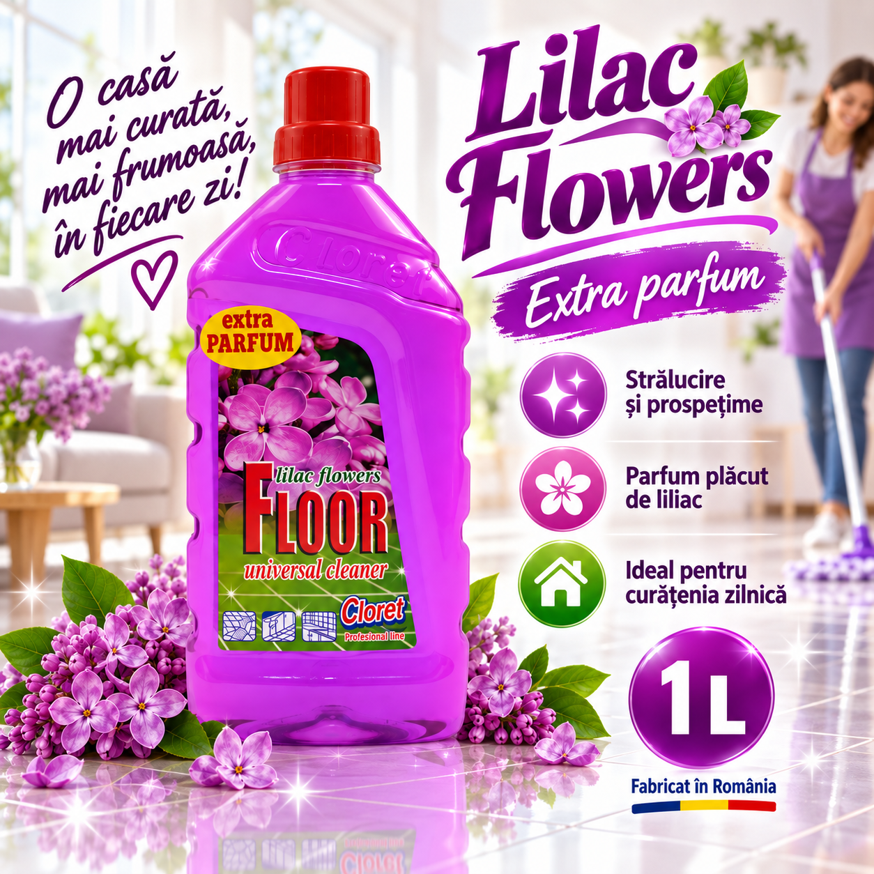 Detergent Pardoseli Cloret nu necesita clatire 1L