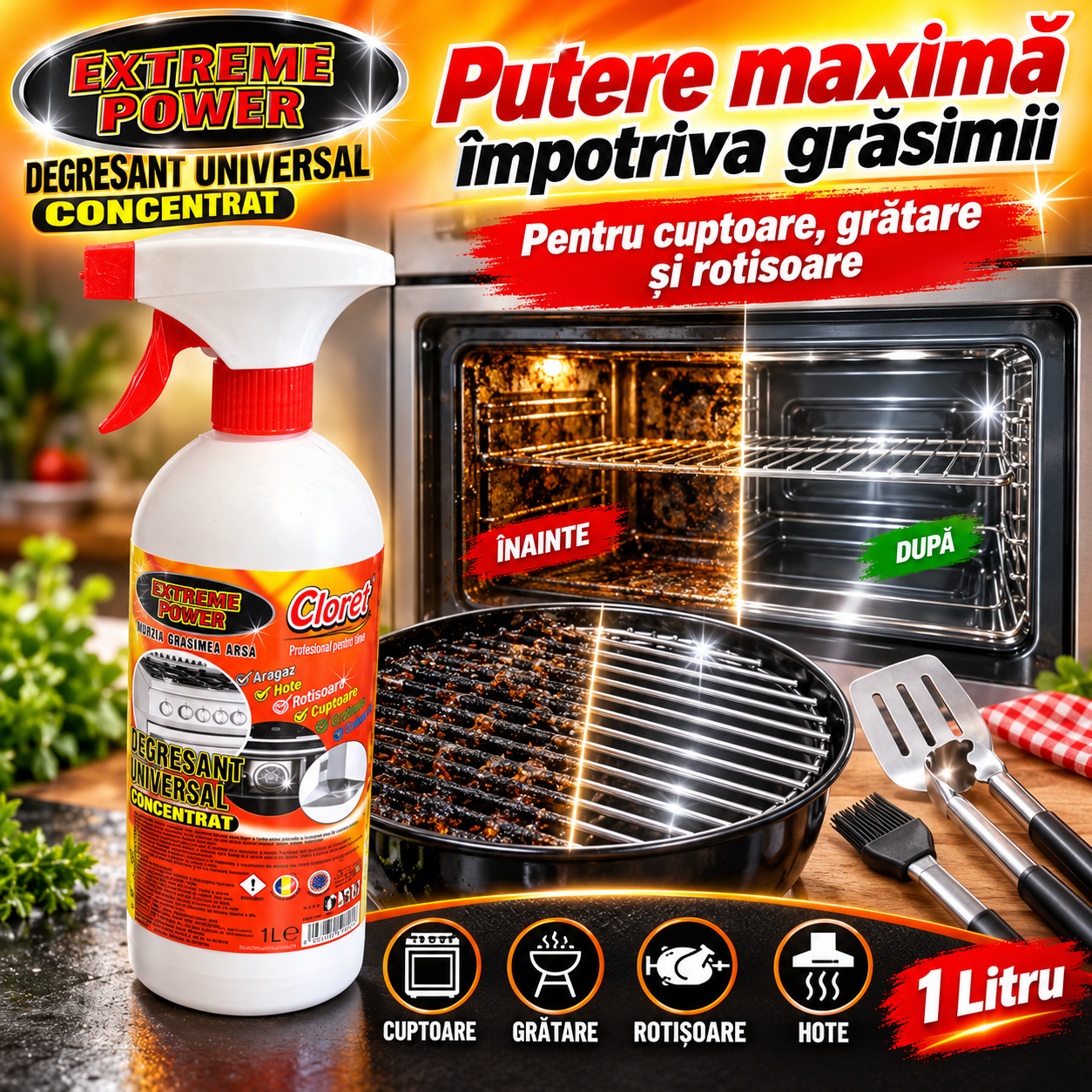 Cloret degresant universal concentrat pentru aragaz 1L