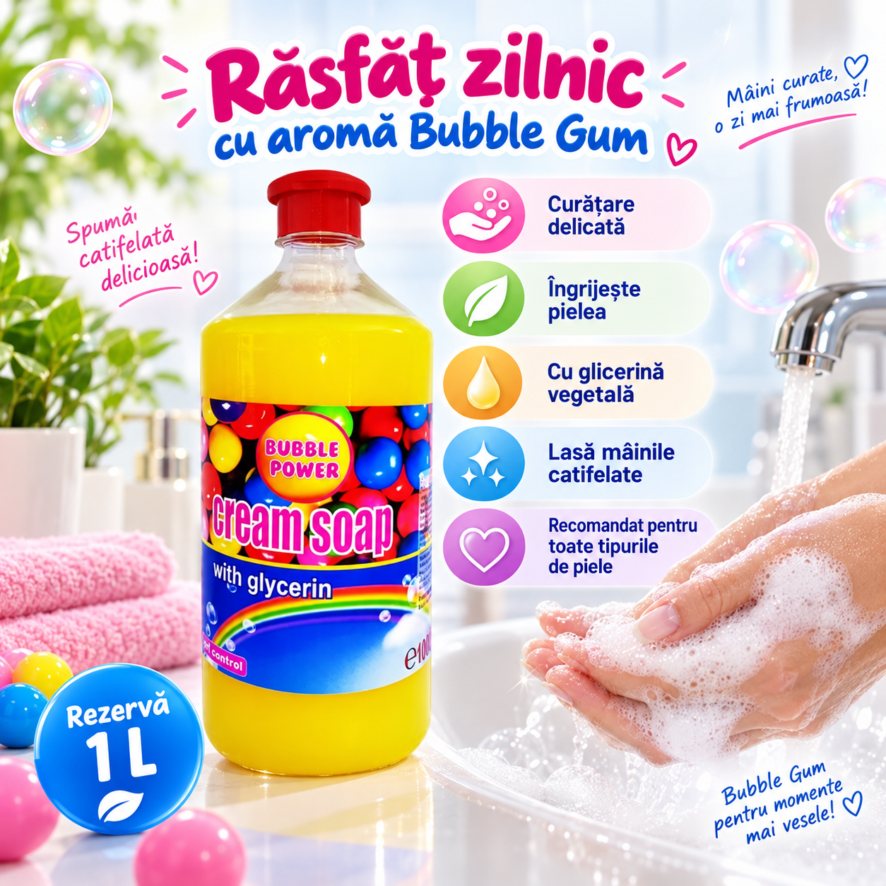 Cloret Cream Soap spuma bogata curatare delicata maini