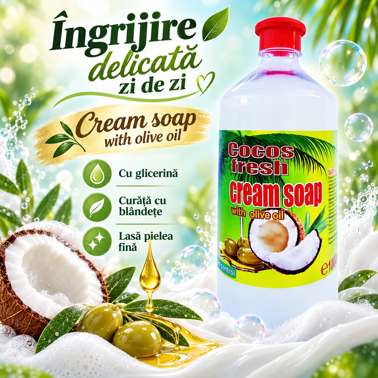 Cloret Cream Soap spuma bogata curatare delicata maini