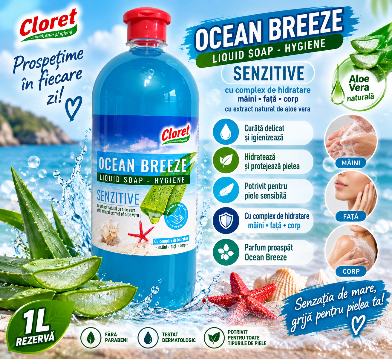 Cloret Cream Soap spuma bogata curatare delicata maini