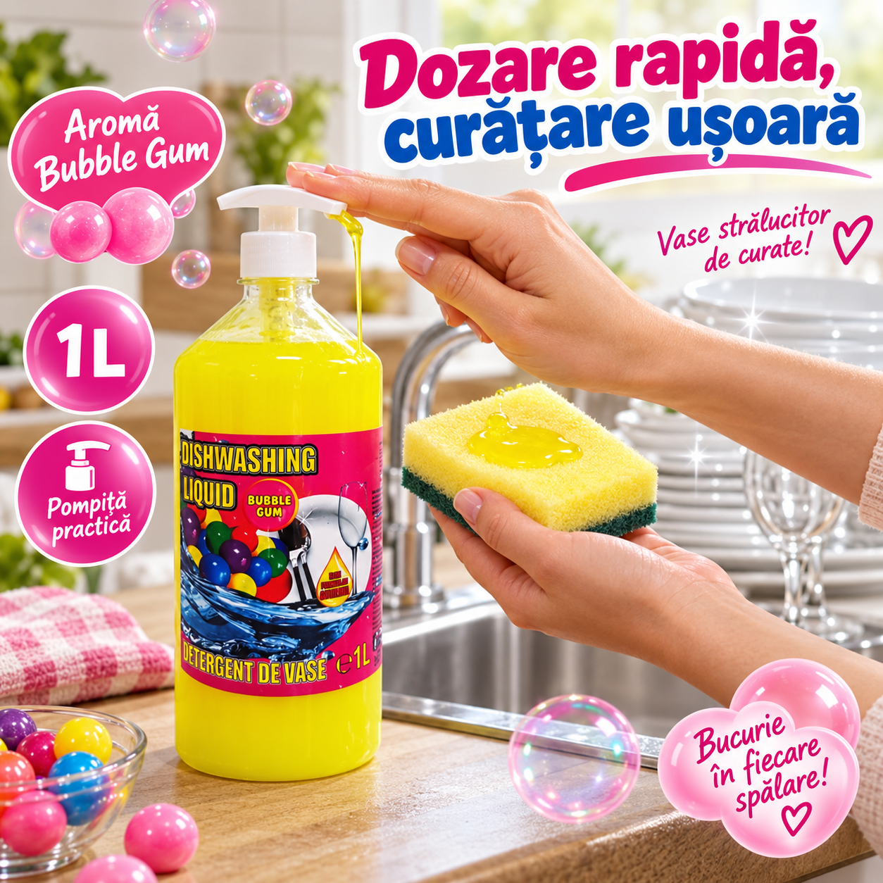 Cloret Dishwashing Liquid Citrus detergent vase aroma citrice