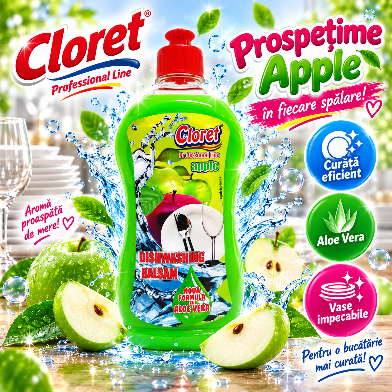 Cloret Dishwashing Liquid Bubble Gum 500 ml detergent vase aroma dulce