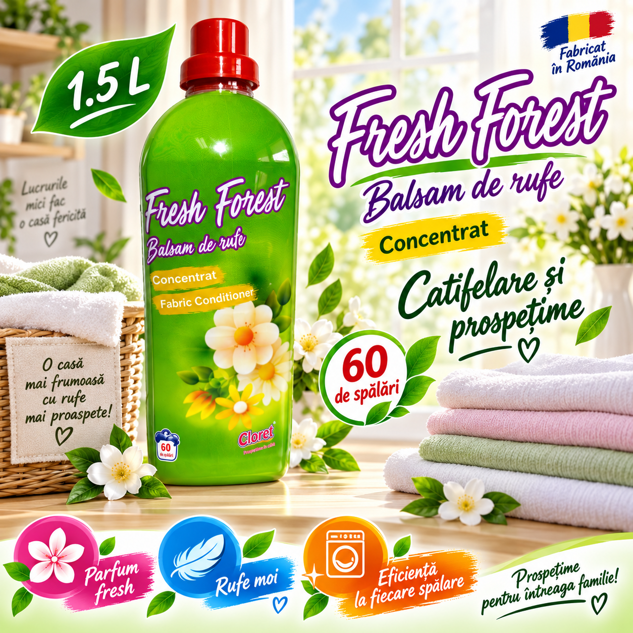 Cloret Fresh Forest balsam rufe concentrat 1.5L 60 spalari