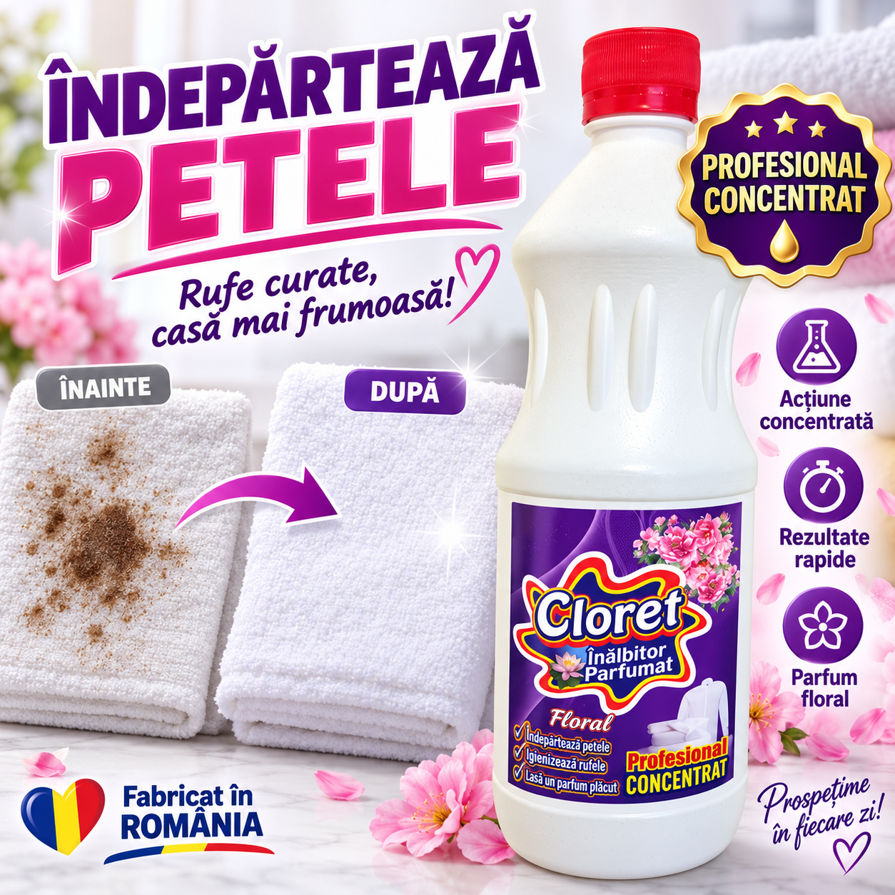 Cloret inalbitor profesional concentrat pentru indepartarea petelor si murdariei