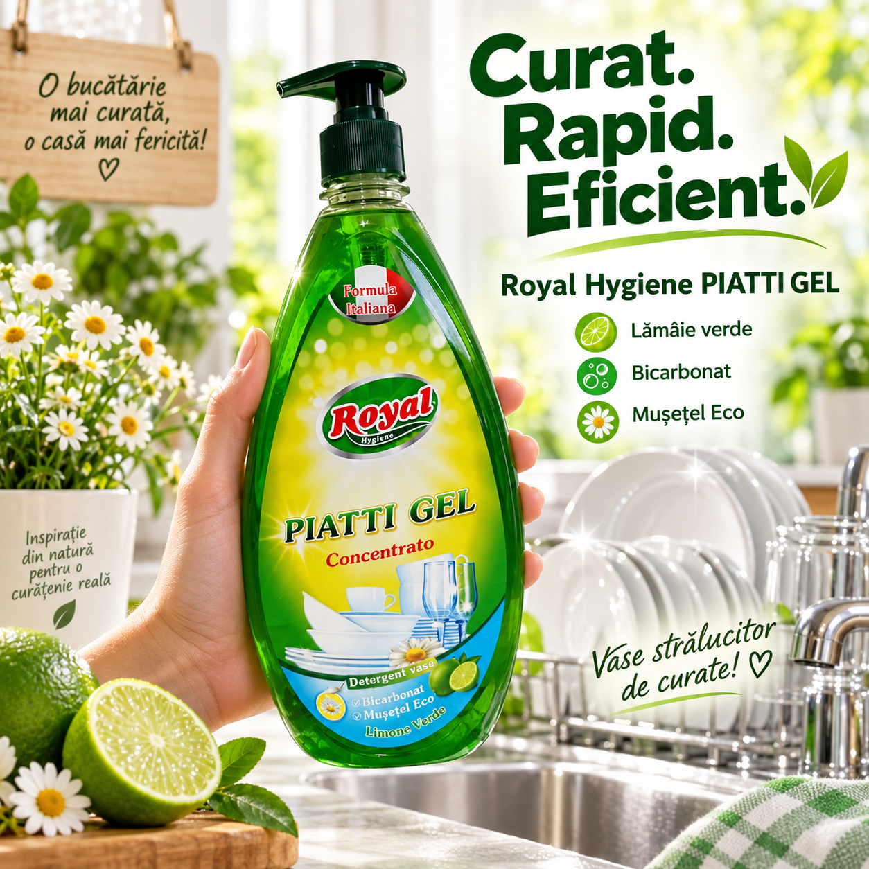 Royal Hygiene Piatti Zero detergent vase fara parfum si coloranti