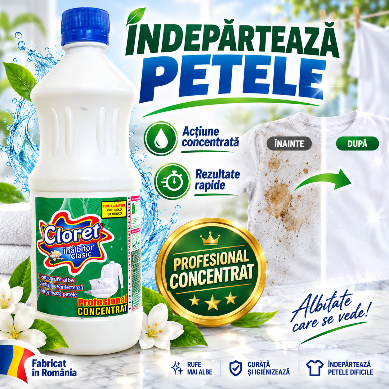 Cloret inalbitor profesional concentrat pentru pete si murdarie persistenta