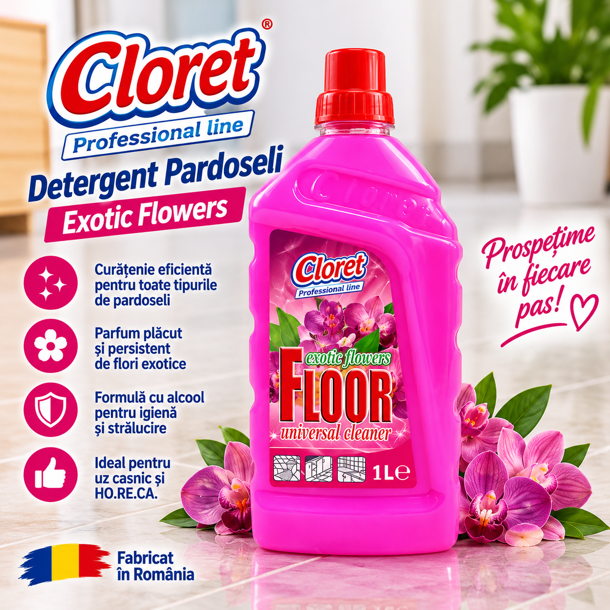 Detergent Pardoseli Cloret 9 arome disponibile 1L