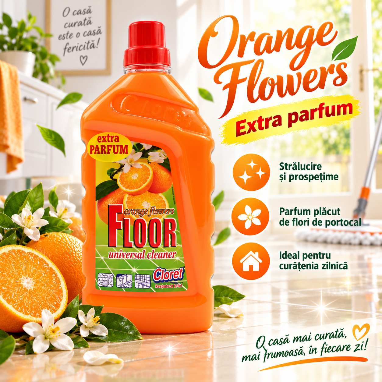 Detergent Pardoseli Cloret 9 arome disponibile 1L