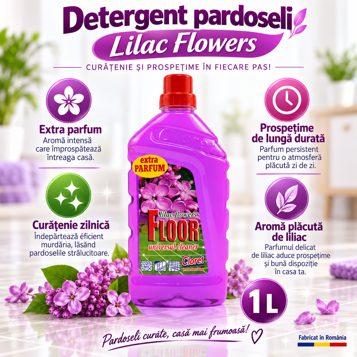 Detergent Pardoseli Cloret 9 arome disponibile 1L