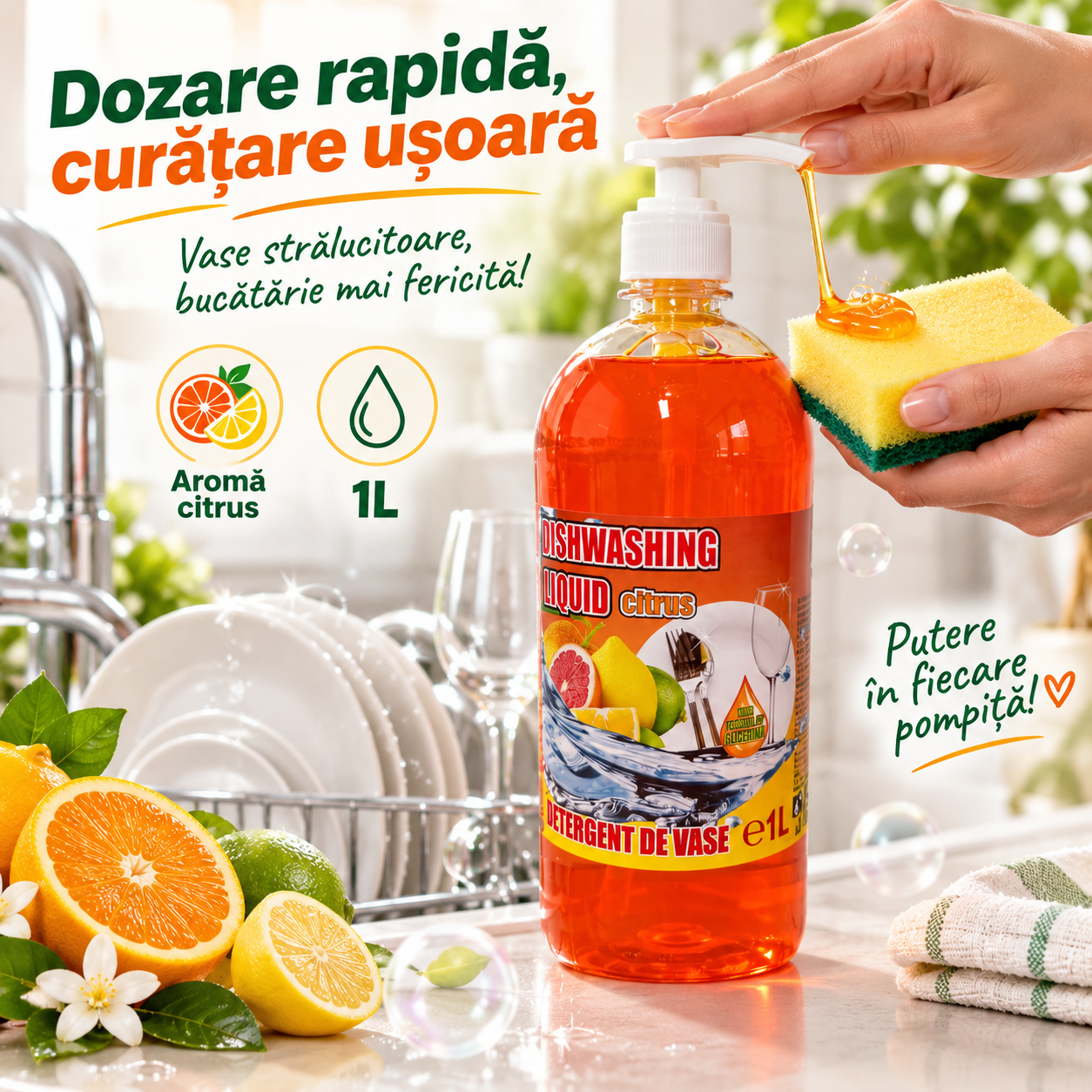 Cloret Dishwashing Liquid Berry detergent vase aroma fructe de padure