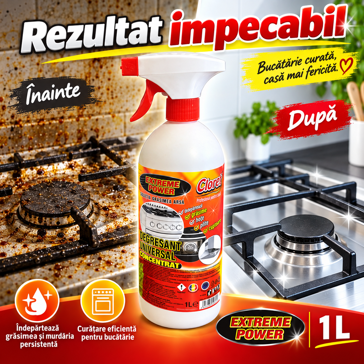 Cloret Extreme Power degresant pentru hote si cuptoare