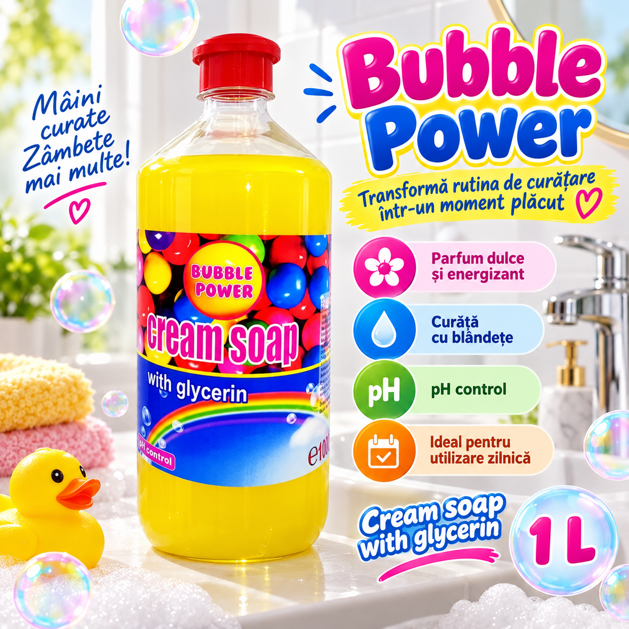 Cloret Bubble Gum sapun lichid cremos cu glicerina rezerva 1L